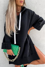 Hooded Jumper Dress with Contrast Ties