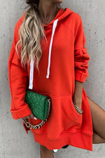 Hooded Jumper Dress with Contrast Ties