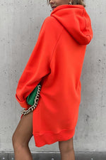 Hooded Jumper Dress with Contrast Ties