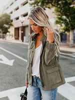 Casual Long Sleeve Stand Collar Military Jacket Coat