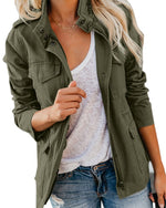 Casual Long Sleeve Stand Collar Military Jacket Coat