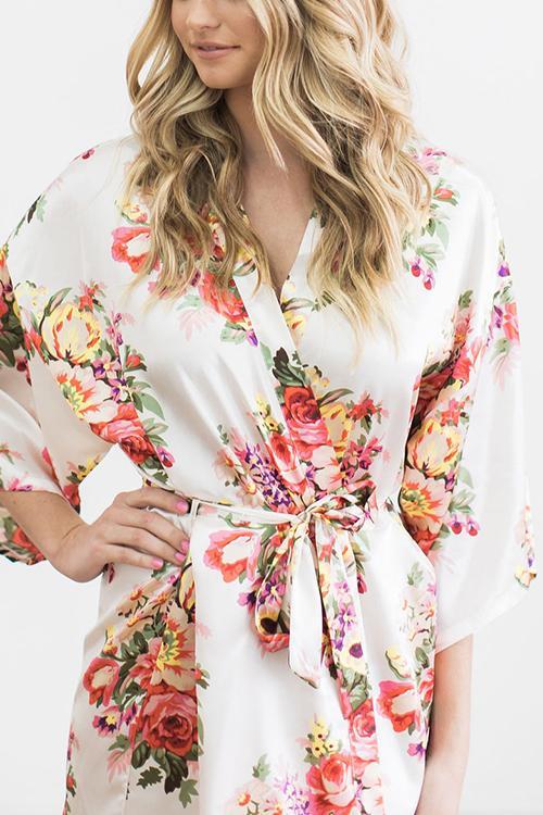 Floral Print Belted Robe