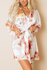 Floral Print Belted Robe