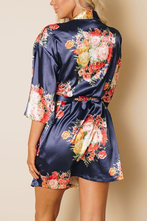 Floral Print Belted Robe