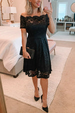 Lace Frill Off Shoulder Mini Dress