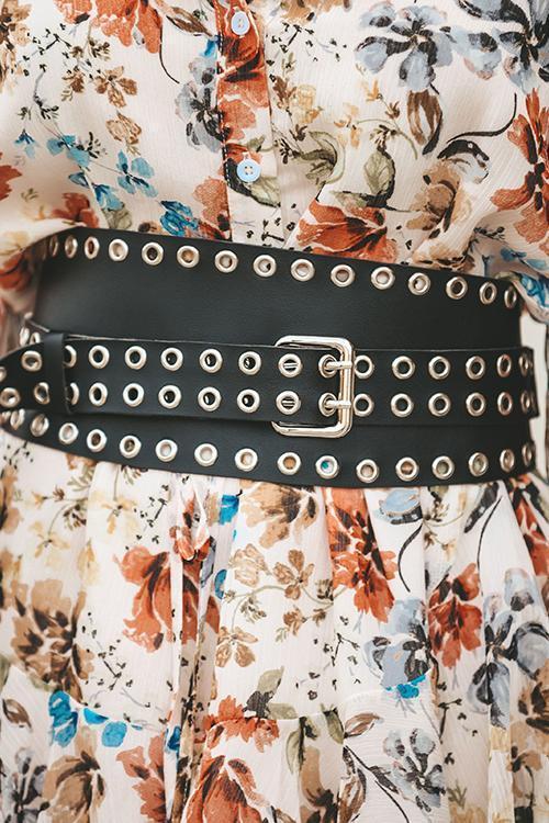 Hollow Leather Wide Belt