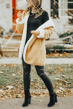 Hooded Open Front Lamb Wool Teddy Coat