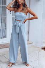 Knot Strapless Wide Leg Jumpsuit