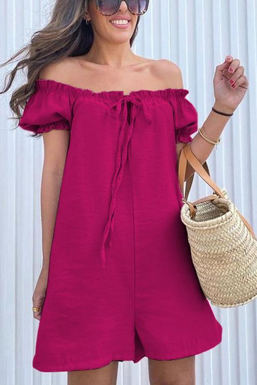 Drawstring Off Shoulder Romper