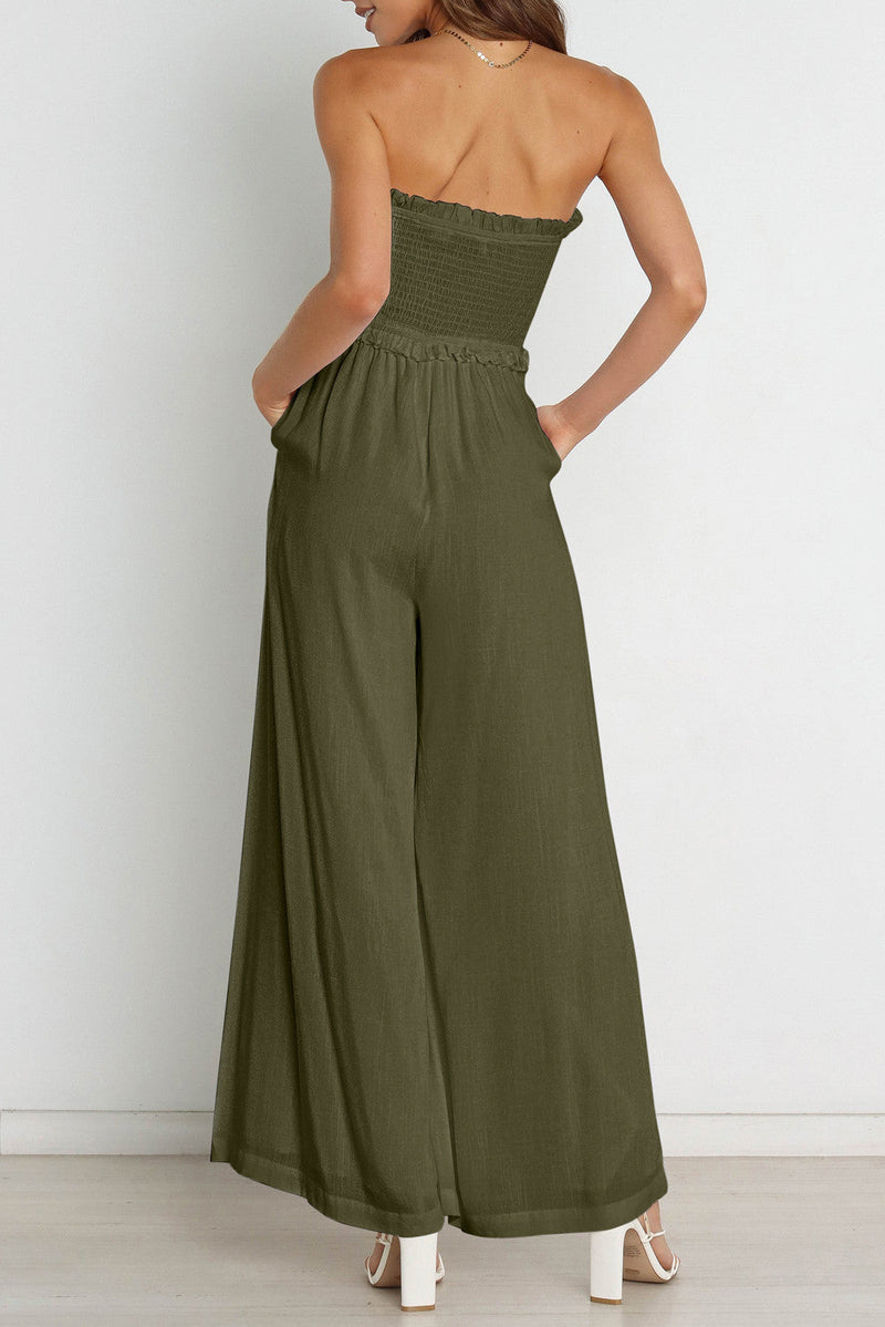Strapless Shirred Bodice Jumpsuits