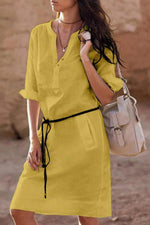 Solid Color Long Sleeve Slim-fit Dress