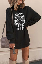 Florcoo Turtleneck Tiger Print Sweatshirt Tops