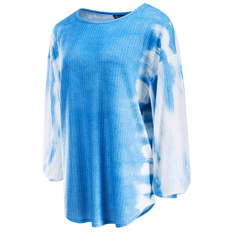 Long Sleeve Round Neck Loose Tunic Blouse Top