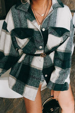 Plaid Button Pockets Coat