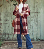 Button Down Long Sleeve Plaid Outerwear Coat