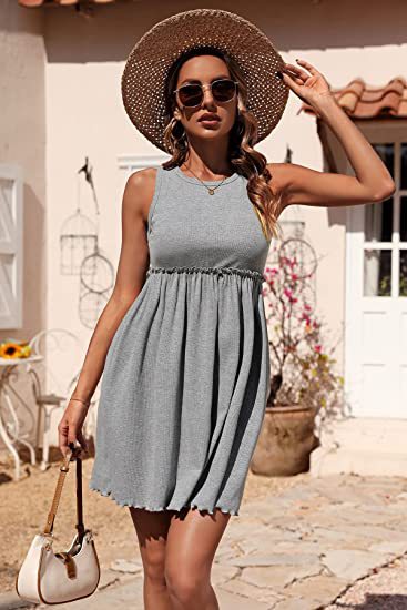 Round Neck Sleeveless High Waist Tank Mini Dress