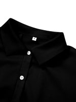 Turn Down Collar Short Sleeve Button Solid Shirt