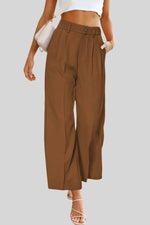 Fashion High Waist Loose Solid Color Pocketed Pant