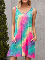 Sleeveless Tie Dye Casual Tank Mini Dress