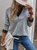 Casual Long Sleeve V-Neck Top Blouse