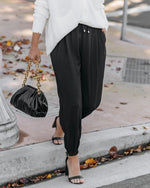 Drawstring Elastic Waist Side Pocket Long Pants