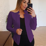 Solid Color Open Front Long Sleeve Jacket Cardigan