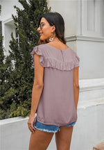 Casual Round Lace Neck Sleeveless Top