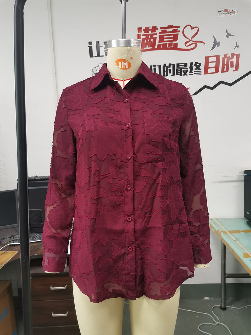 Solid Color Button Long Sleeve Shirt