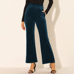 Elastic Waist Solid Color Side Pocket Wide Leg Pants