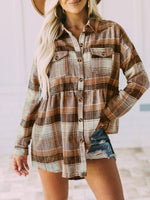 Casual Collar Long Sleeve Button Plaid Shirt Blouse