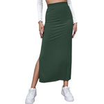 Casual High Waist Side Slit Midi Skirt