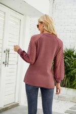 Casual V-Neck Long Sleeve Solid Color Warm Sweatshirt