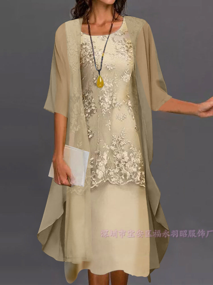 Elegant Short Sleeve Stylish Vintage Midi Dress