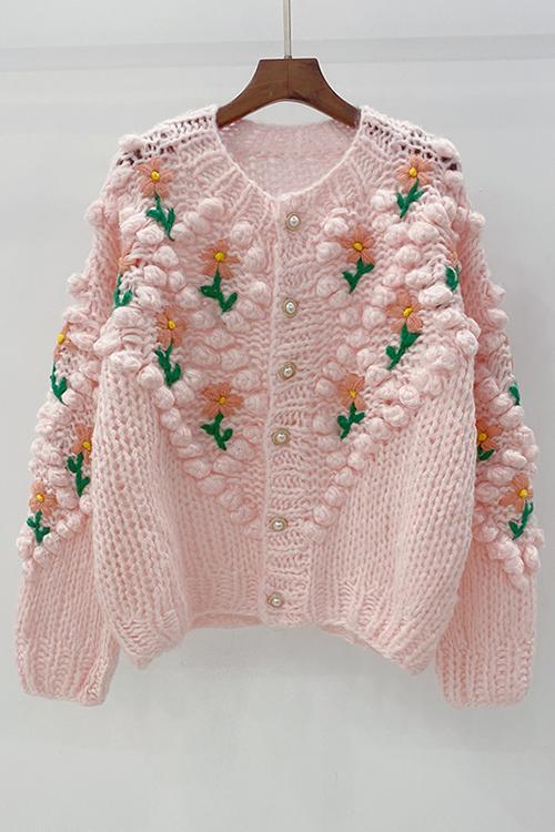 Floral Pearl Button Cardigan