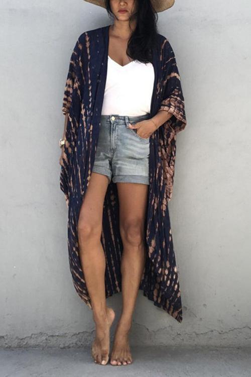 Print Belted Cover Kimono