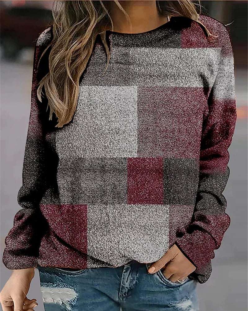 Casual Long Sleeve O-Neck Print Sweatshirt