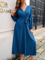 Side Split V Neck Long Sleeve Maxi Dress