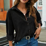 Casual Button Down Bend Down Collar Shirt Top