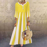 Fashion 3/4 Sleeve Round Neck Maxi Dress