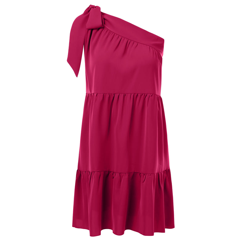 Adjustable One Shoulder Solid Color Mini Dress