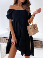 Off Shoulder Short Sleeve Loose Mini Dress