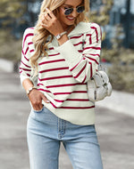 Bend Down Collar V Neck Lined Long Sleeve Top
