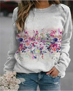 Floral Printed Crew Neck Swetshirt