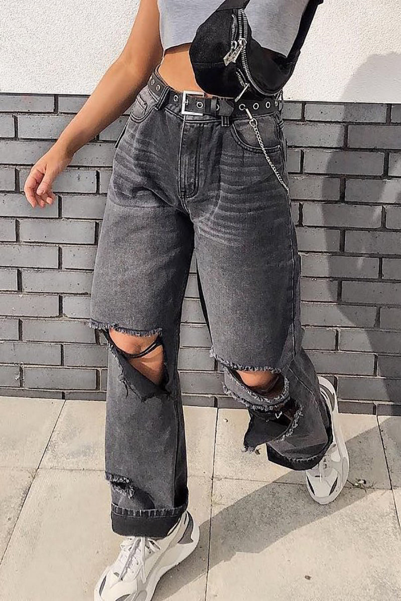 90s Ripped Loose Leg Jeans