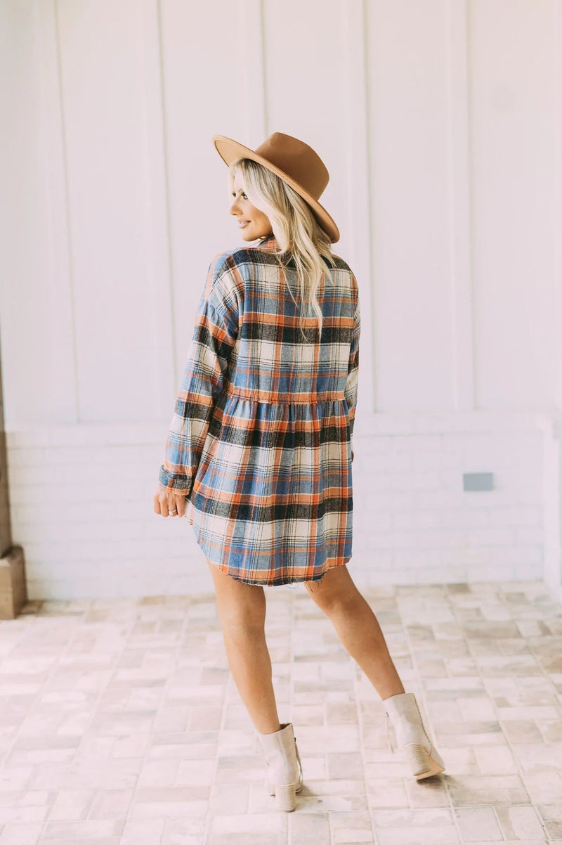 Casual Collar Long Sleeve Button Plaid Shirt Blouse