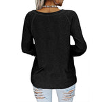 Casual Long Sleeve V Neck Top