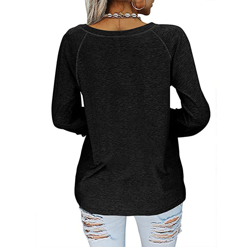 Casual Long Sleeve V Neck Top