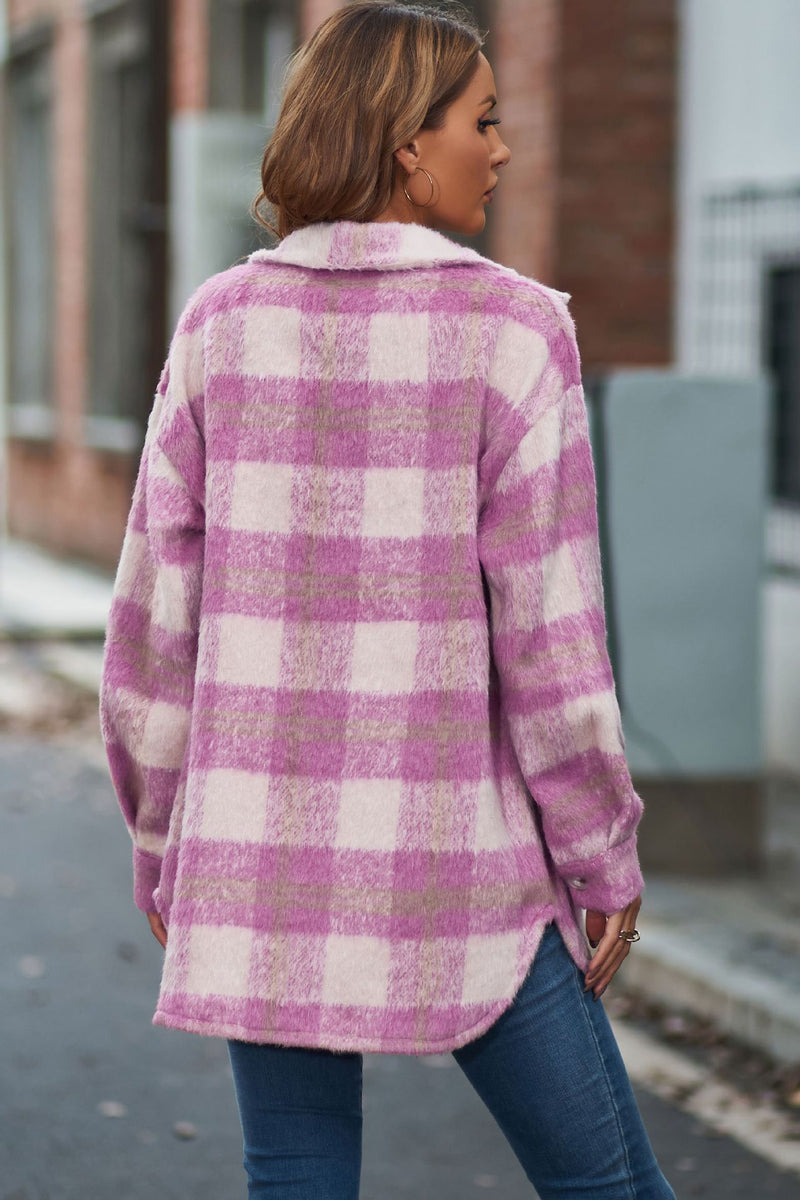 Button Down Long Sleeve Plaid Cardigan Outerwear