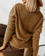 Off Shoulder Long Sleeve Fur Warm Sweater