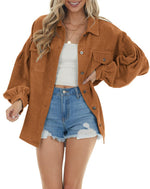 Collard Neck Button Down Front Pocket Jacket Shirt